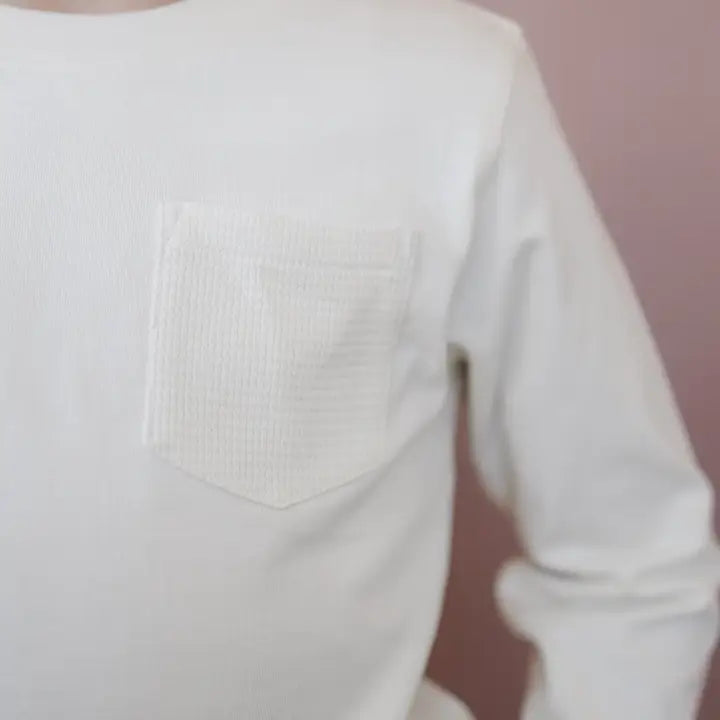 Waffle Knit Pocket Long Sleeve